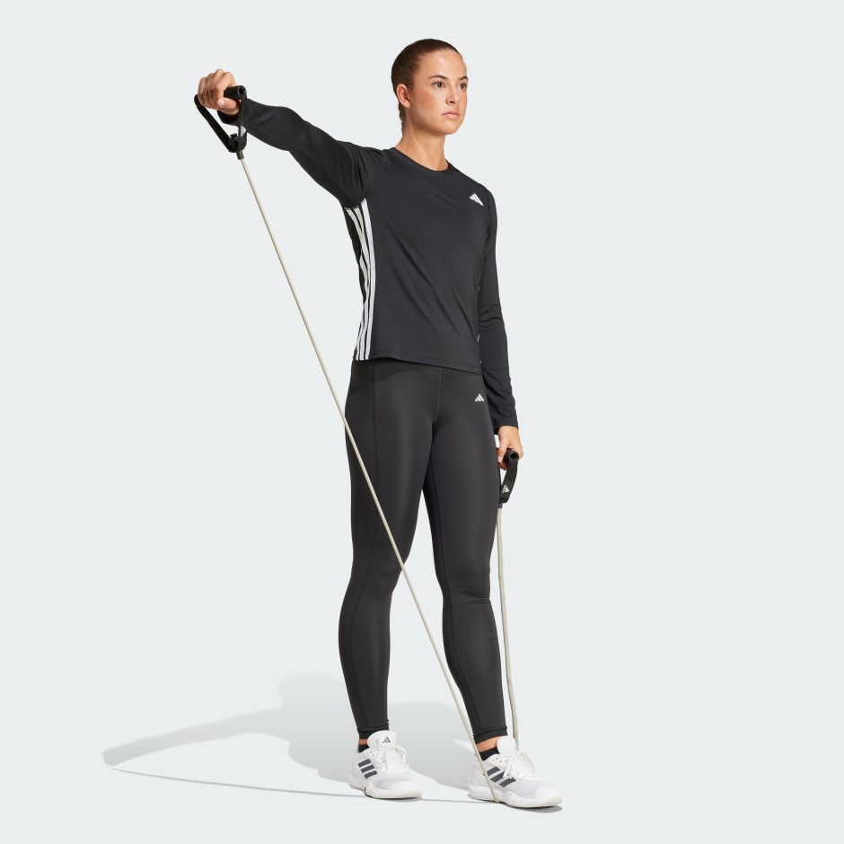 adidas Essentials Long Sleeve 3-Stripes Workout Top - Image 3