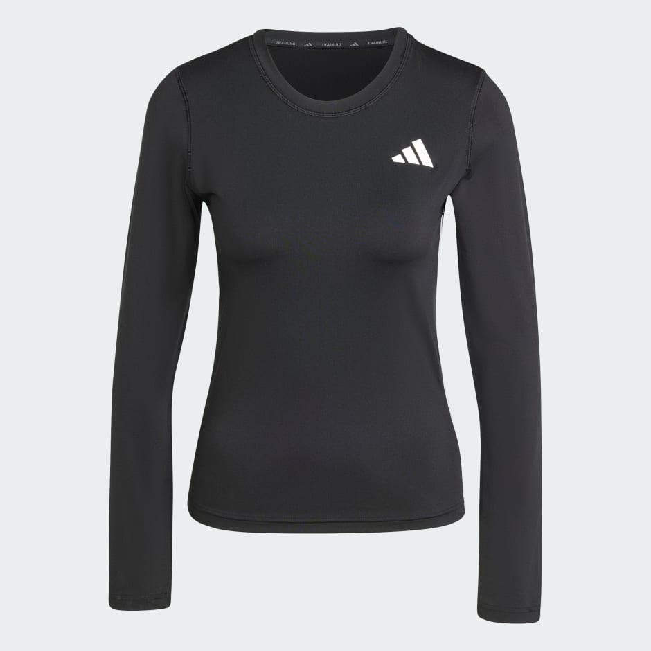 adidas Essentials Long Sleeve 3-Stripes Workout Top - Image 4