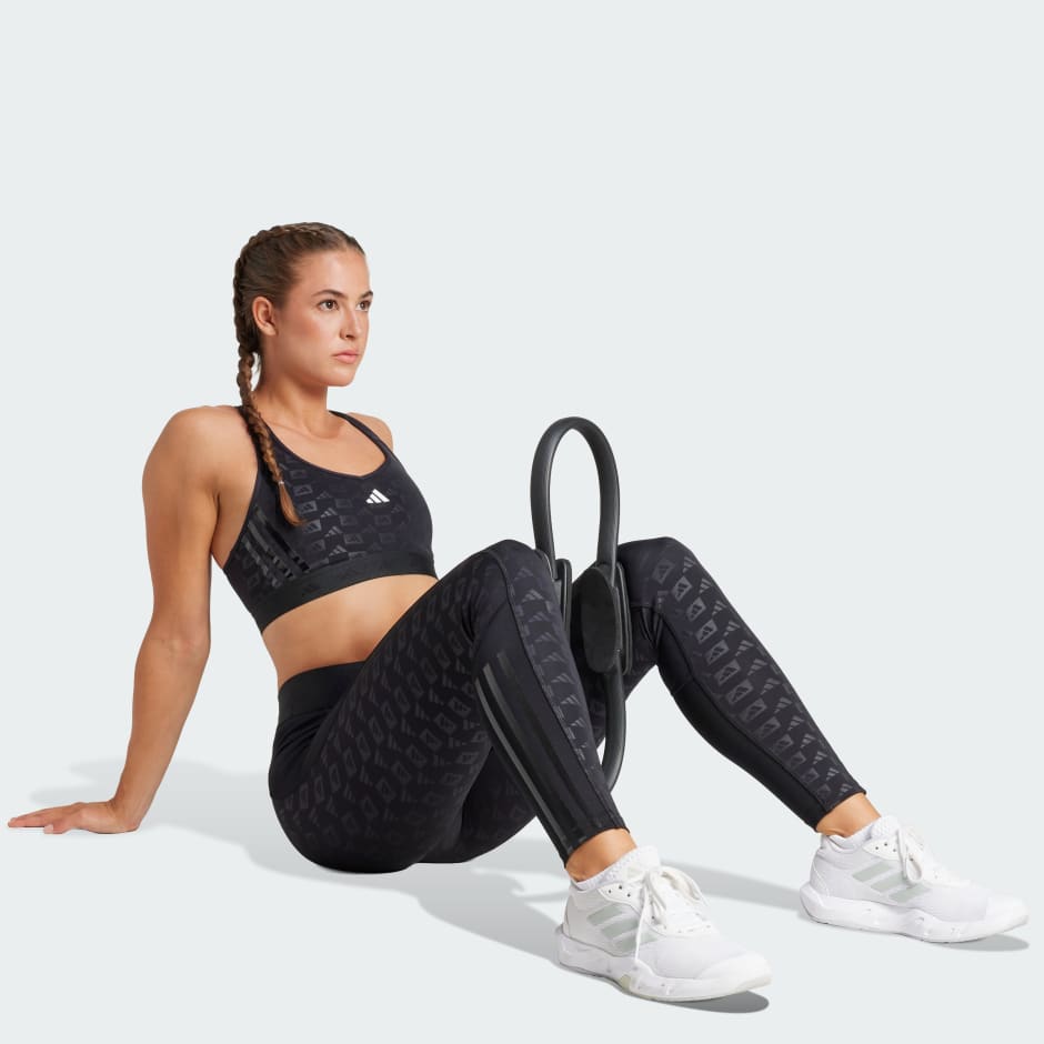 adidas Powerreact Training Medium Support Hyperglam Emboss Bra - Image 3