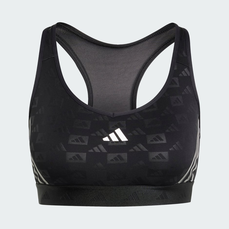 adidas Powerreact Training Medium Support Hyperglam Emboss Bra - Image 4